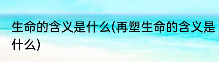 生命的含义是什么(再塑生命的含义是什么)