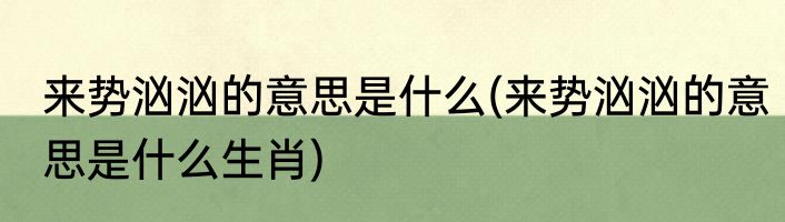 来势汹汹的意思是什么(来势汹汹的意思是什么生肖)