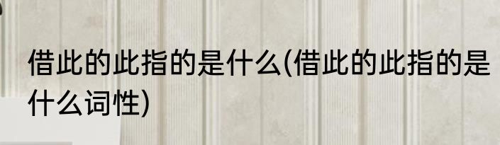 借此的此指的是什么(借此的此指的是什么词性)