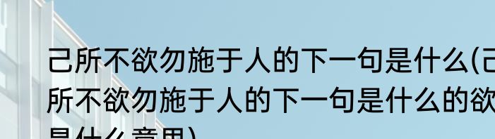 己所不欲勿施于人的下一句是什么(己所不欲勿施于人的下一句是什么的欲是什么意思)