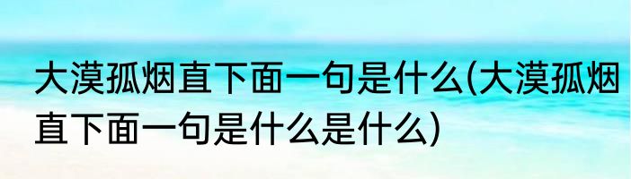 大漠孤烟直下面一句是什么(大漠孤烟直下面一句是什么是什么)