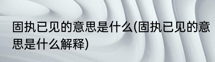 固执已见的意思是什么(固执已见的意思是什么解释)