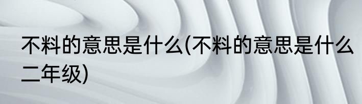 不料的意思是什么(不料的意思是什么二年级)