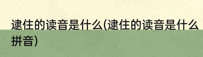 逮住的读音是什么(逮住的读音是什么拼音)