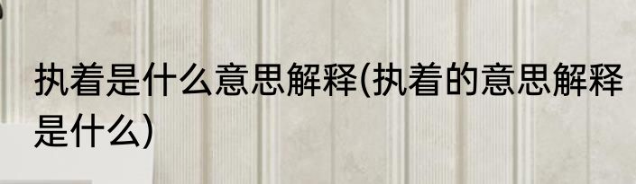 执着是什么意思解释(执着的意思解释是什么)