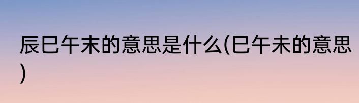 辰巳午末的意思是什么(巳午未的意思)