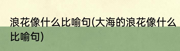 浪花像什么比喻句(大海的浪花像什么比喻句)