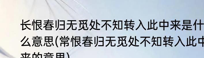 长恨春归无觅处不知转入此中来是什么意思(常恨春归无觅处不知转入此中来的意思)