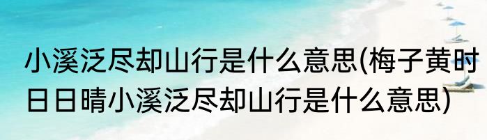 小溪泛尽却山行是什么意思(梅子黄时日日晴小溪泛尽却山行是什么意思)