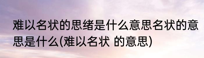 难以名状的思绪是什么意思名状的意思是什么(难以名状 的意思)