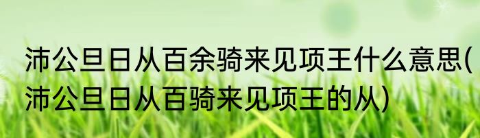 沛公旦日从百余骑来见项王什么意思(沛公旦日从百骑来见项王的从)