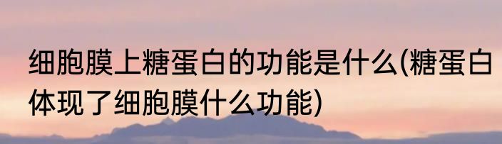 细胞膜上糖蛋白的功能是什么(糖蛋白体现了细胞膜什么功能)