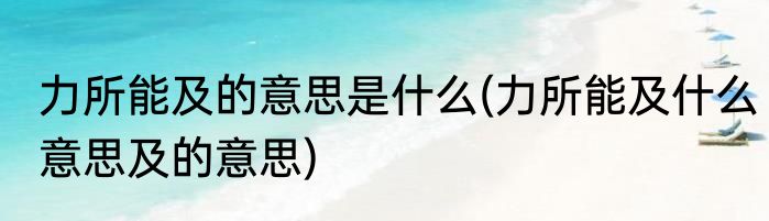 力所能及的意思是什么(力所能及什么意思及的意思)