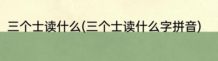 三个士读什么(三个士读什么字拼音)