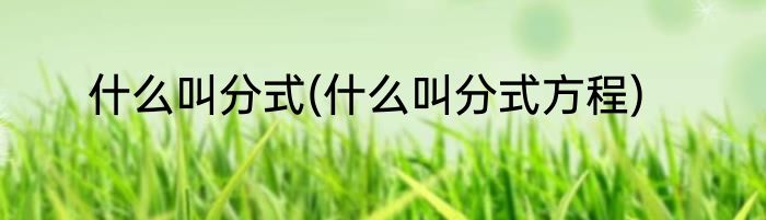 什么叫分式(什么叫分式方程)