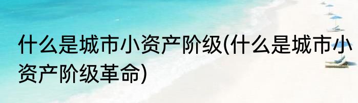 什么是城市小资产阶级(什么是城市小资产阶级革命)