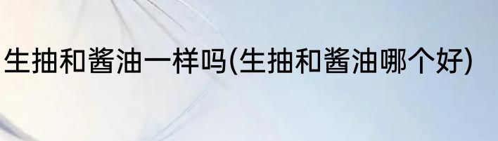 生抽和酱油一样吗(生抽和酱油哪个好)
