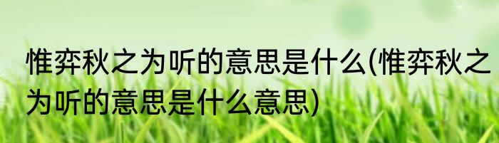 惟弈秋之为听的意思是什么(惟弈秋之为听的意思是什么意思)