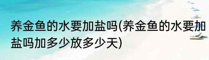 养金鱼的水要加盐吗(养金鱼的水要加盐吗加多少放多少天)