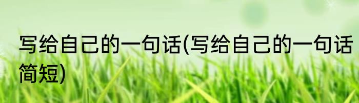 写给自己的一句话(写给自己的一句话简短)