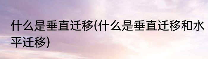 什么是垂直迁移(什么是垂直迁移和水平迁移)