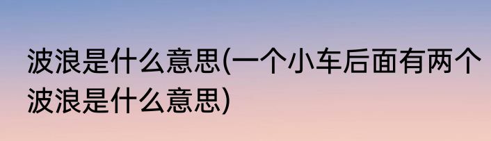 波浪是什么意思(一个小车后面有两个波浪是什么意思)