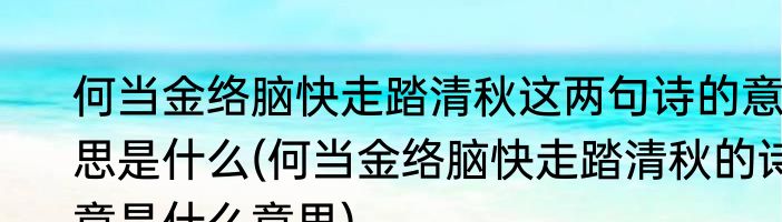何当金络脑快走踏清秋这两句诗的意思是什么(何当金络脑快走踏清秋的诗意是什么意思)