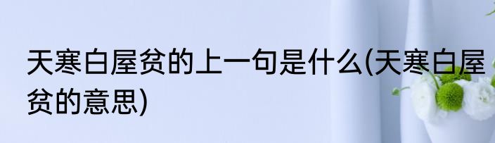 天寒白屋贫的上一句是什么(天寒白屋贫的意思)