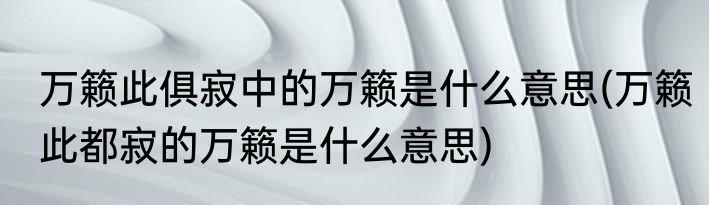 万籁此俱寂中的万籁是什么意思(万籁此都寂的万籁是什么意思)