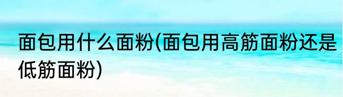 面包用什么面粉(面包用高筋面粉还是低筋面粉)