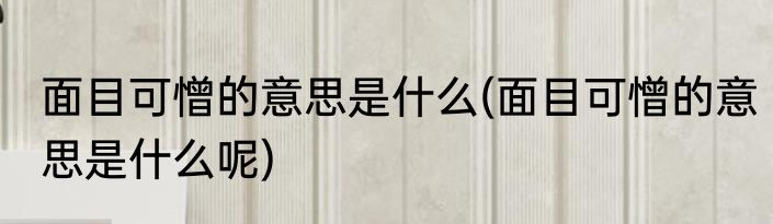 面目可憎的意思是什么(面目可憎的意思是什么呢)