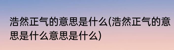 浩然正气的意思是什么(浩然正气的意思是什么意思是什么)