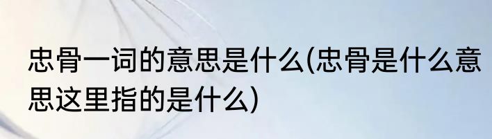 忠骨一词的意思是什么(忠骨是什么意思这里指的是什么)