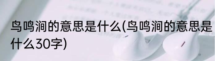 鸟鸣涧的意思是什么(鸟鸣涧的意思是什么30字)