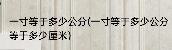一寸等于多少公分(一寸等于多少公分等于多少厘米)