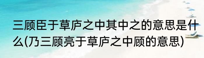 三顾臣于草庐之中其中之的意思是什么(乃三顾亮于草庐之中顾的意思)