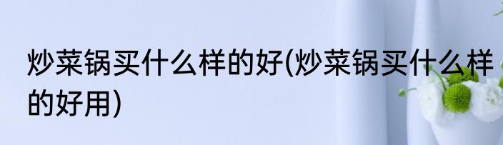炒菜锅买什么样的好(炒菜锅买什么样的好用)