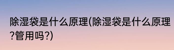 除湿袋是什么原理(除湿袋是什么原理?管用吗?)