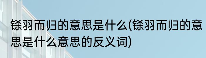 铩羽而归的意思是什么(铩羽而归的意思是什么意思的反义词)