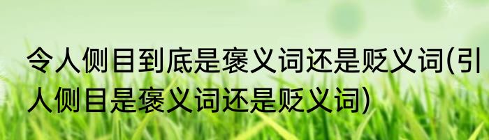 令人侧目到底是褒义词还是贬义词(引人侧目是褒义词还是贬义词)