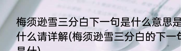 梅须逊雪三分白下一句是什么意思是什么请详解(梅须逊雪三分白的下一句是什)