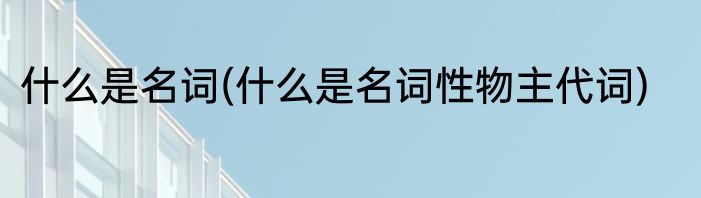 什么是名词(什么是名词性物主代词)
