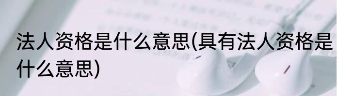 法人资格是什么意思(具有法人资格是什么意思)