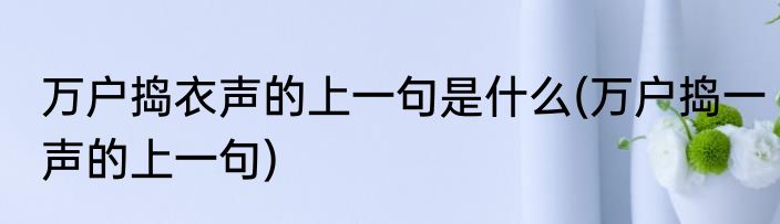 万户捣衣声的上一句是什么(万户捣一声的上一句)