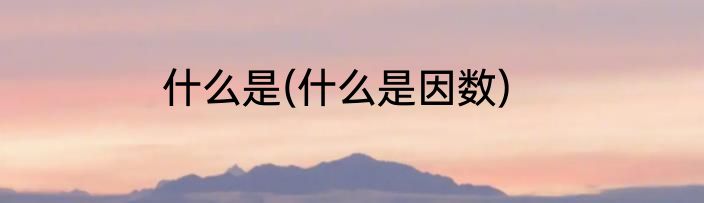 什么是(什么是因数)
