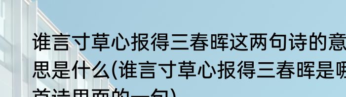 谁言寸草心报得三春晖这两句诗的意思是什么(谁言寸草心报得三春晖是哪首诗里面的一句)