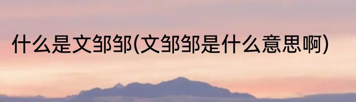 什么是文邹邹(文邹邹是什么意思啊)
