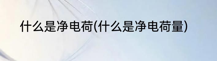 什么是净电荷(什么是净电荷量)