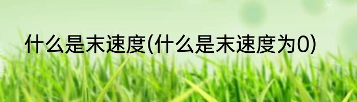 什么是末速度(什么是末速度为0)