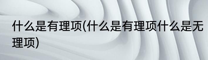 什么是有理项(什么是有理项什么是无理项)